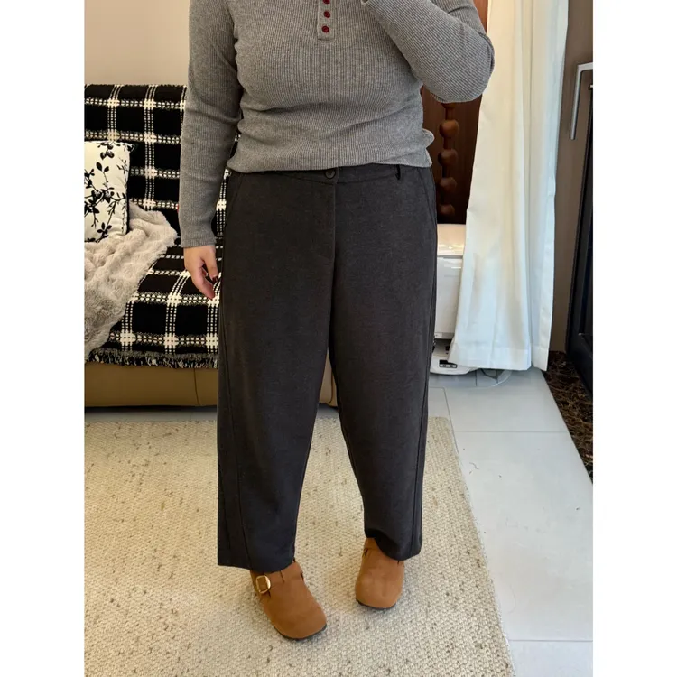 大阿娇 2025秋冬大码九分毛呢弯刀裤显瘦百搭立挺小个子休闲裤