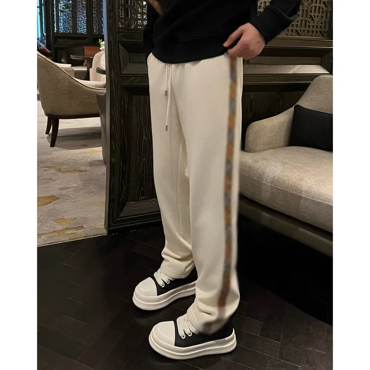 【格纹织带】羊毛醋酸490克厚男士新款休闲装直筒长裤子高级感男装