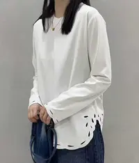 谢美丽-精选镂空弧度设计感长袖T恤新中式
