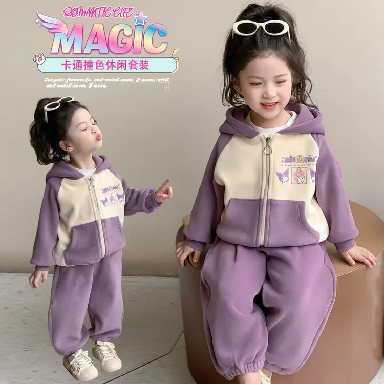 独特洋气时髦女童秋冬款加厚套装可爱超萌儿童衣服潮流小女孩套装