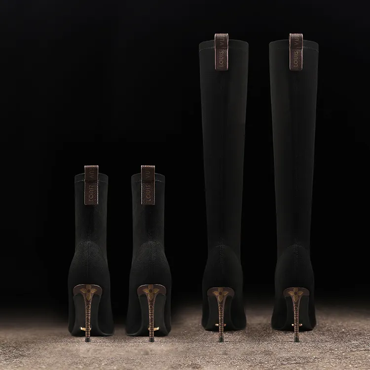 气质百搭小短靴细跟尖头弹力靴子爆款品牌女鞋秋冬季洋气高跟袜靴