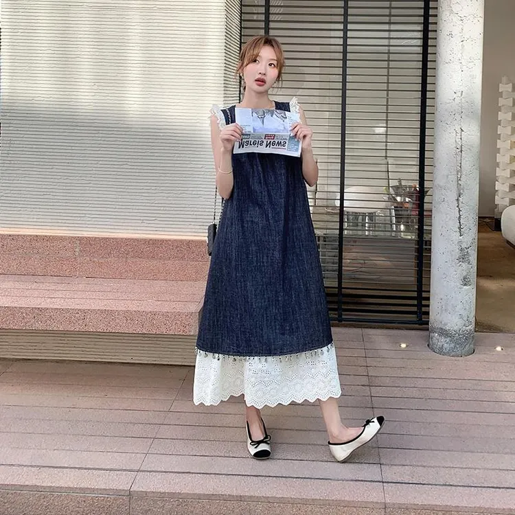 牛仔连衣裙女夏2025新款宽松休闲显瘦遮肚无袖背心大方得体的裙子