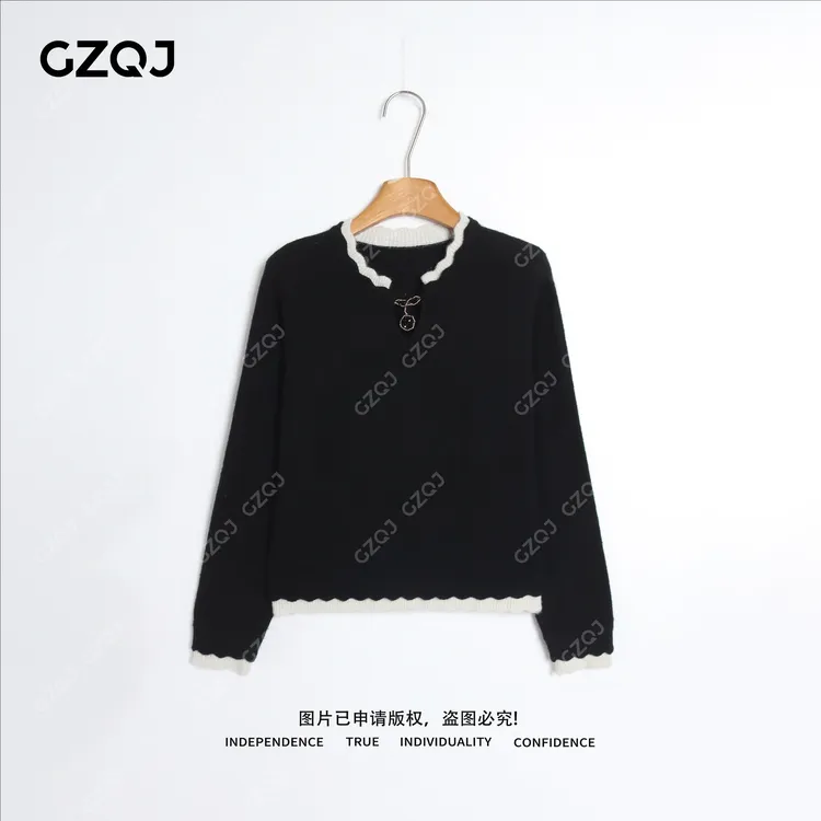 老琴私服【多元织韵】绵羊毛羊驼毛时尚高级感配色毛衣女冬款 6919