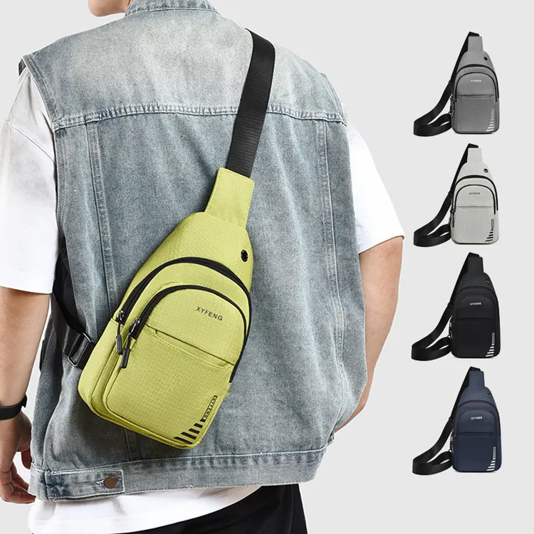 男士胸包潮流时尚斜挎包户外运动包休闲单肩包轻便骑行胸前包