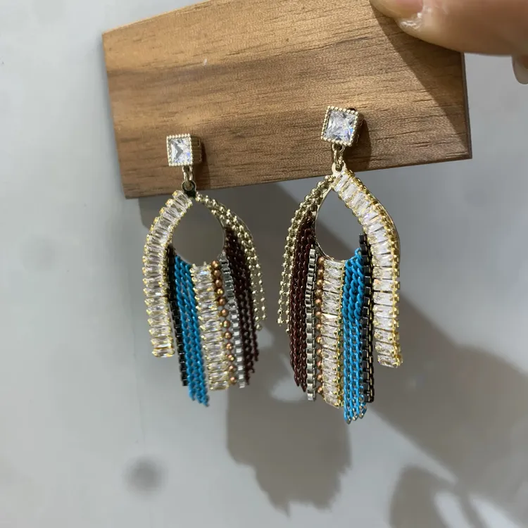 铜合金耳饰 A350春夏气质长流苏温柔气质优雅女神时尚耳环轻奢