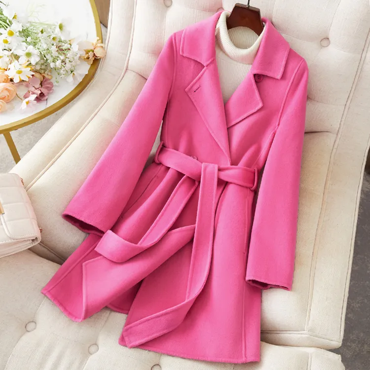 YIRAN/奕冉女毛呢外套2025冬季新款韩系大衣双面羊毛中长款女装