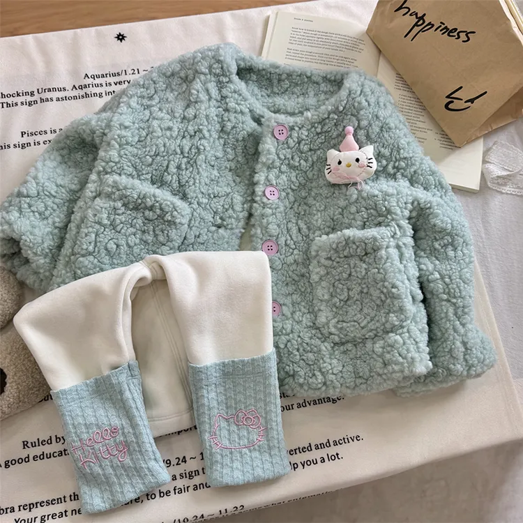 [裤子一起拍优惠20]女童外套加绒加厚女宝宝秋冬季摇粒绒毛毛衣