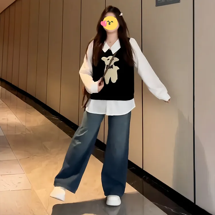 大码翻领减龄假两件衬衫女秋装2025新款胖mm宽松遮肉显瘦长袖上衣