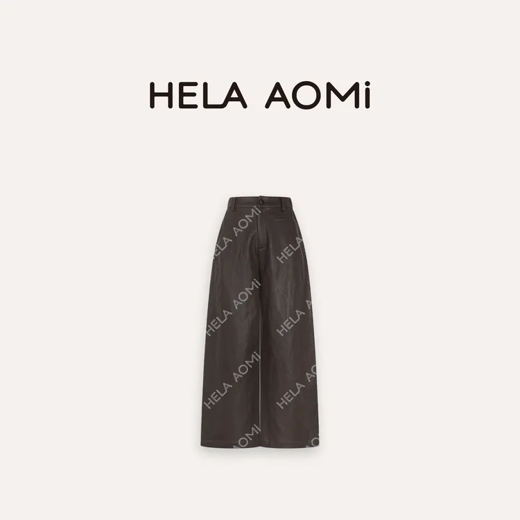 HELA AOMI “超软皮裤”高腰显瘦休闲阔腿皮直筒休闲裤CY5CC61438