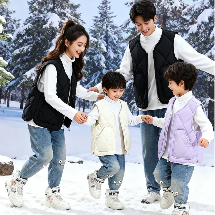 【亲子马甲】秋冬季纯色外套男女童休闲风马甲加厚加绒坎肩校服神器