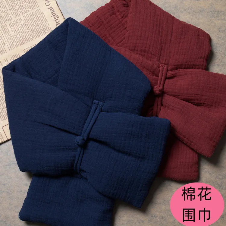 天然棉花双层纱秋冬纯棉围巾围脖男女款保暖柔软亲肤加厚可调节