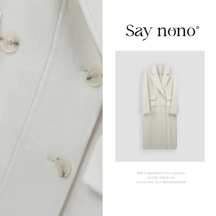 懒猫nono│Saynono 高级纯色慵懒风双面羊毛百搭简约大衣YHX5009