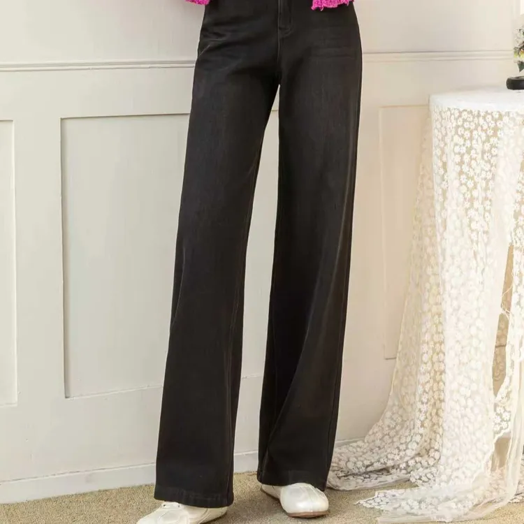 新款时尚洋气百搭加绒牛仔窄版直筒裤3123