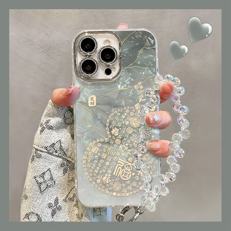 福禄多福适用苹果15华为vivo/oppo小米iPhone16pro贝壳纹手机壳