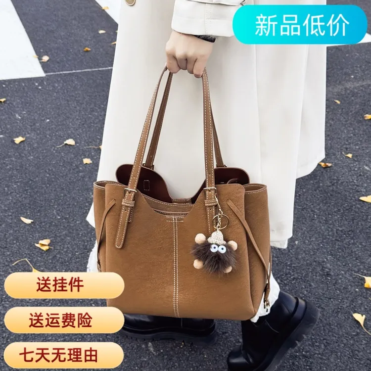 今年新款时尚简约复古通勤菜篮子皮托特包女大容量通勤百搭单肩包