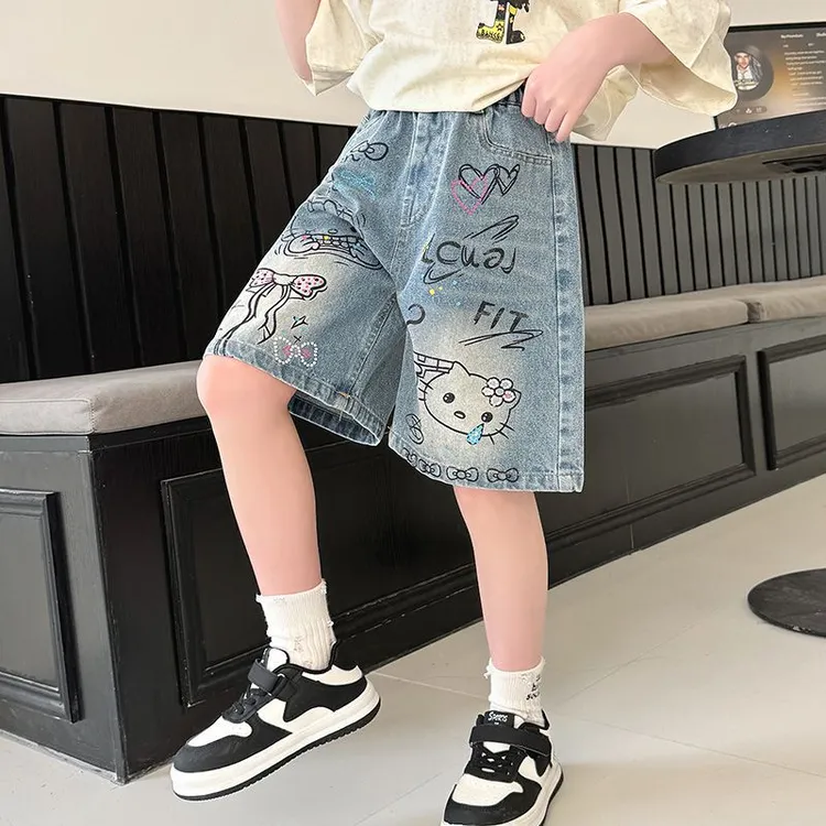 女童牛仔短裤夏季新款洋气女宝宝休闲五分裤时尚小女孩薄款透气裤