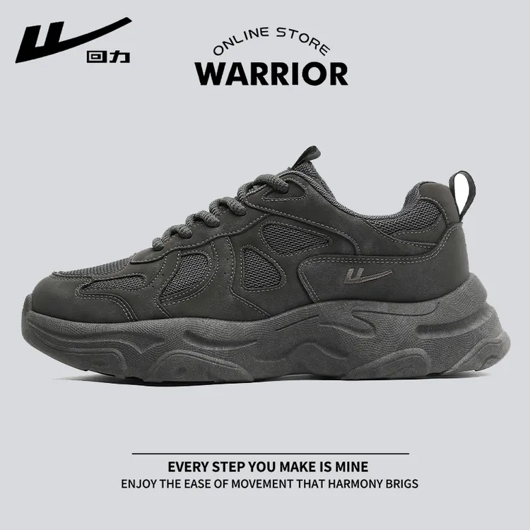 Warrior/回力男鞋2025新款秋冬季休闲鞋加绒老爹鞋网面透气运动鞋
