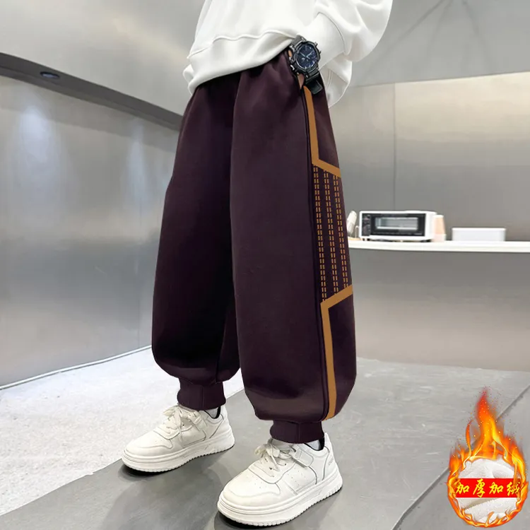 儿童装男童冬季一体加绒裤子2025新款中大童秋冬款加厚运动裤卫裤