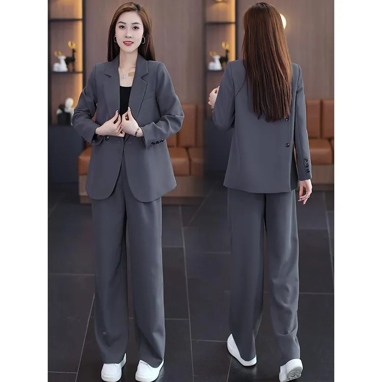 休闲西服套装女2025年早春秋季新款韩版职业职场黑色咖色西装套装
