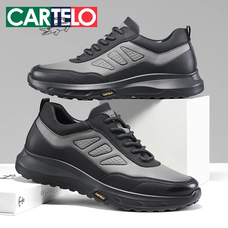 卡帝乐鳄鱼男士休闲皮鞋冬季百搭时尚真皮鞋男开车舒适户外运动鞋