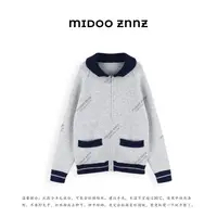 MIDOO ZNNZ 全羊毛复古拼色拉链毛衣开衫外套36859M