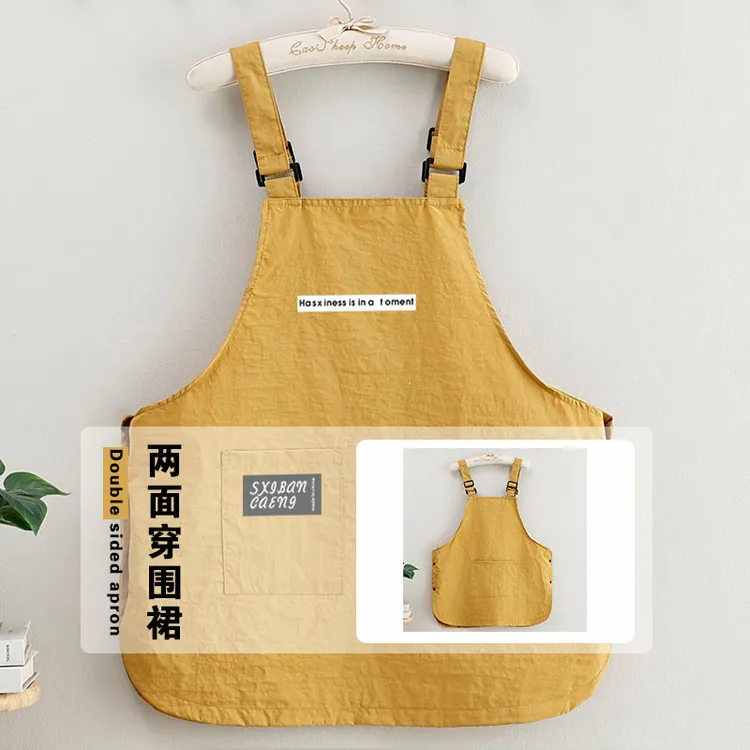 两面穿爆款防溅水围裙做饭防油污透气耐脏陶艺画室工作服定制logo