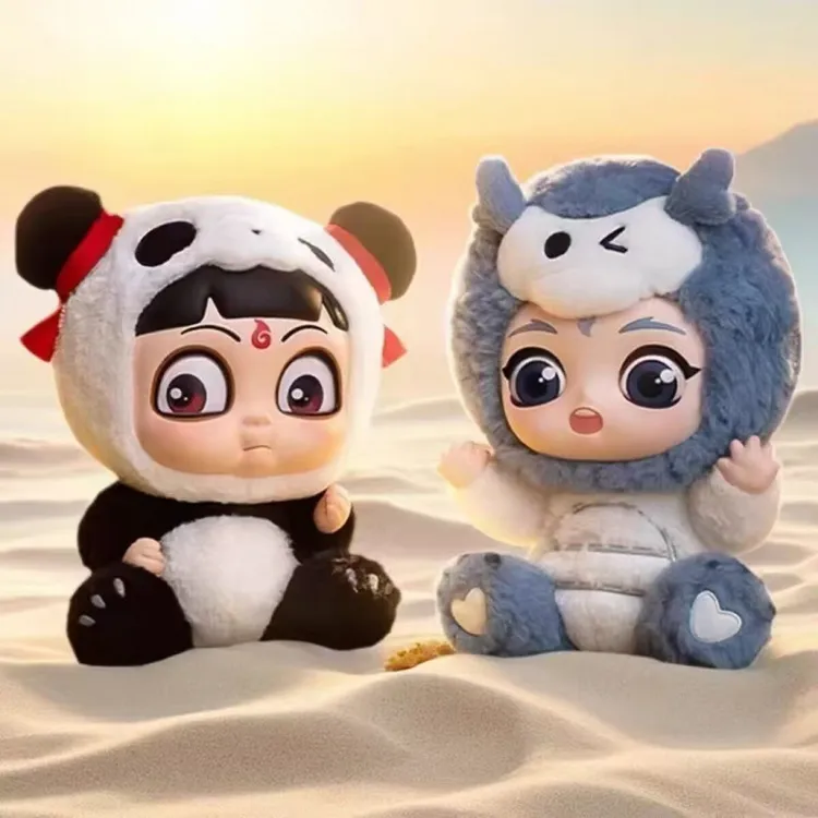 泡泡哪吒玛特之魔童闹海搪胶脸抱抱系列毛绒公仔白龙敖丙熊猫哪吒