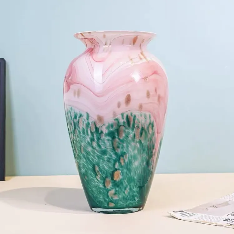 1087化轻奢樱花粉渐变花瓶适合客厅书房插花使用