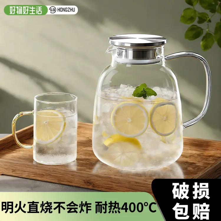 冷水壶家用耐高温大容量玻璃水壶客厅烧水泡茶壶水杯喝水耐热耐冷