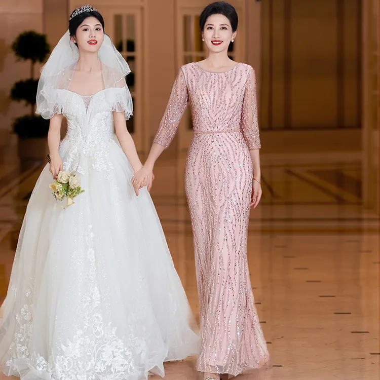 5975轻奢主持演出婚礼喜妈妈绝美长裙高贵喜喜妈妈喜婆婆礼服