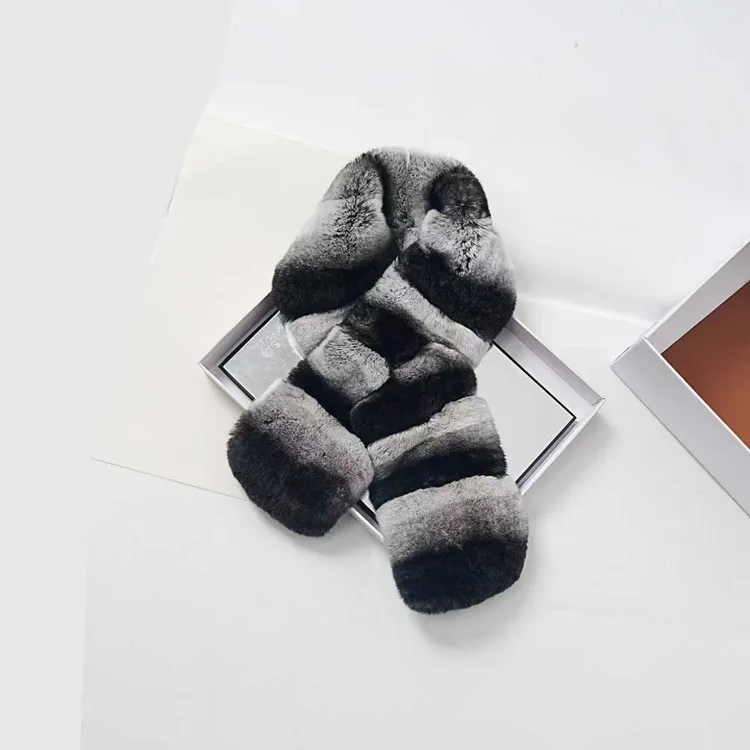 金雀绫【獭兔青紫蓝】极简风厚款保暖加宽加长条纹围巾SZAK4JHS163