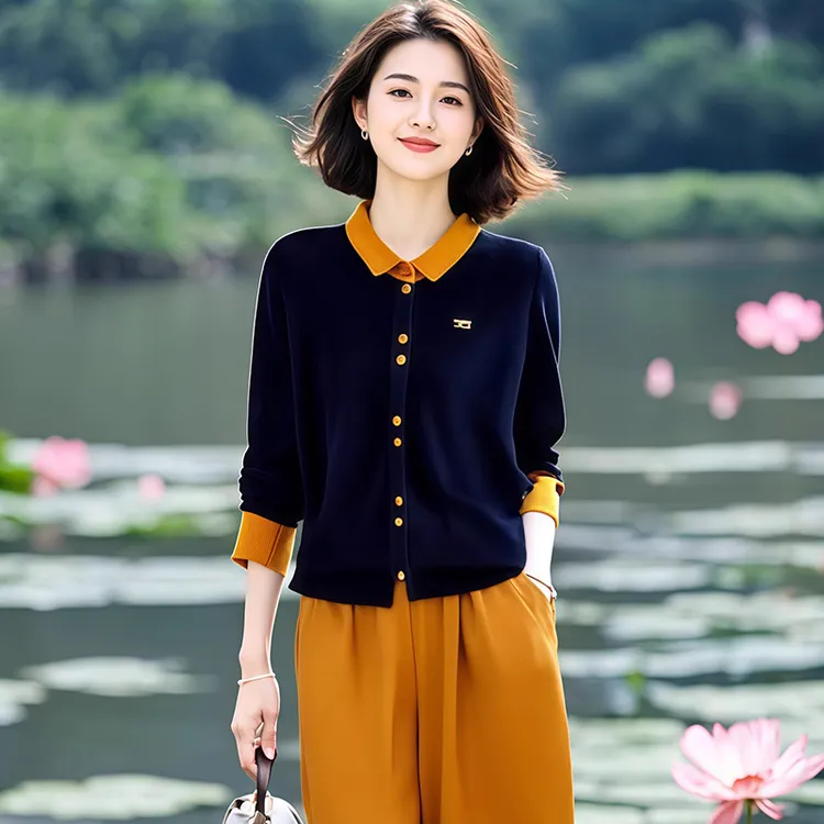 女装2025秋季新款气质显瘦针织开衫时尚九分裤两件套