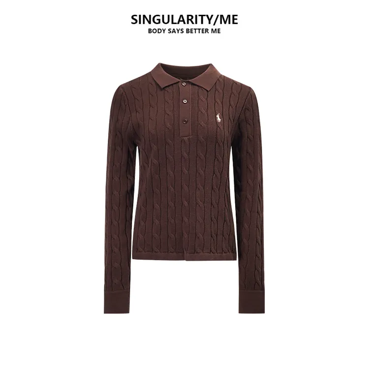 Singularity Me 8A 90526 小马刺绣polo衫显瘦秋冬绞花针织衫上衣