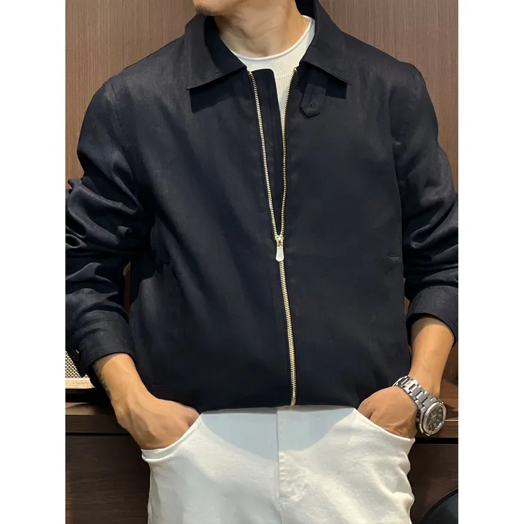 MKLR·盟珂利尔 雨露亚麻混纺优雅高奢老钱风男士行政休闲夹克外套