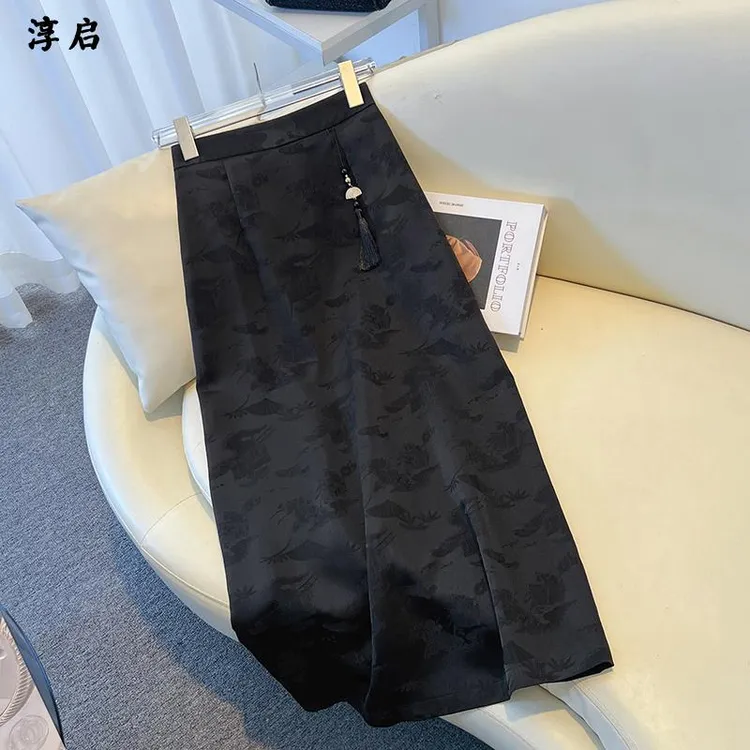 淳启时尚大码新中式国风半身裙女夏季小个子显瘦高级设计感半裙子