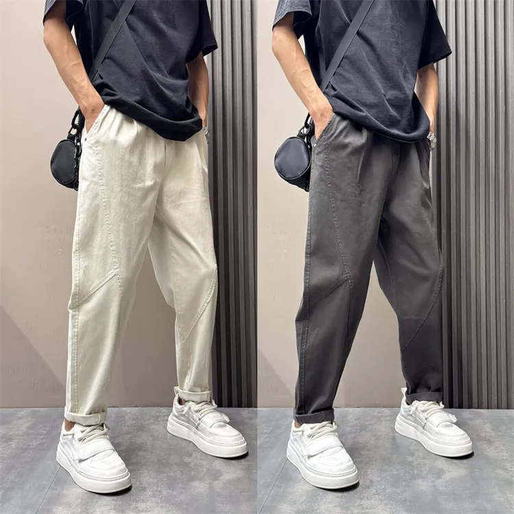 裤子男2025秋季新款宽松直筒休闲裤痞帅潮流男士显瘦束脚哈伦裤子