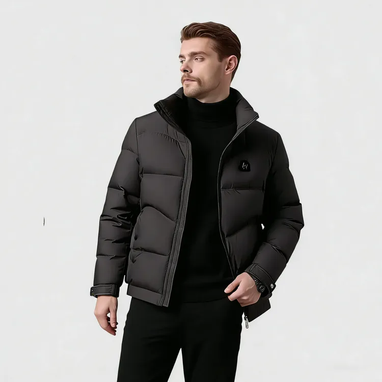 不跑绒高蓬松户外男士防风防泼水透气保暖立领90白鸭绒羽绒服1707
