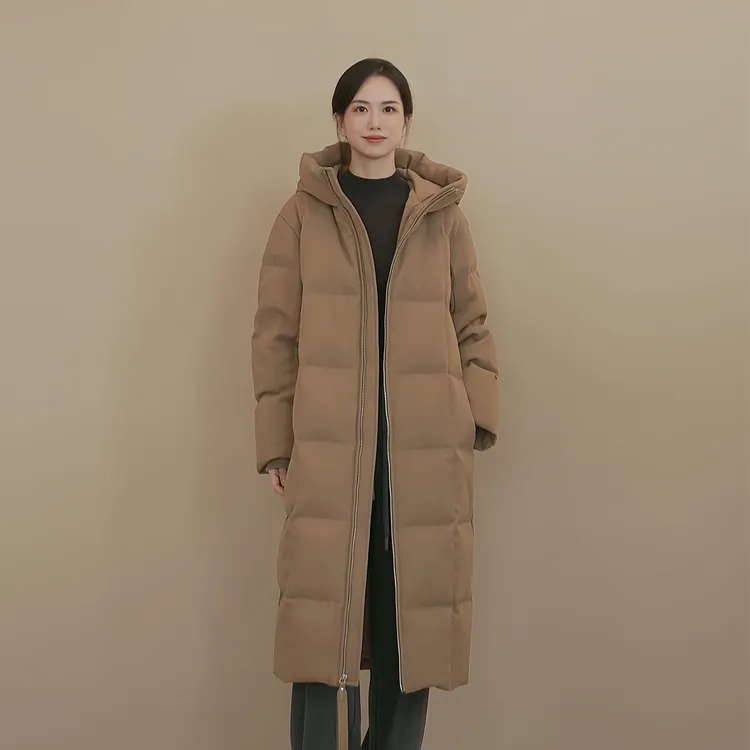 小禾【蛋壳鹅绒】90白鹅绒中空纱轻量环保防风袖口保暖长款鹅绒服