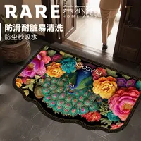万花孔雀轻奢硅藻泥床边毯新入户地毯玄关吸水防滑垫子复古家用