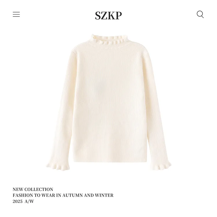 SZKP冬季新款女童装百搭上衣中大童休闲儿童半高领毛衣MFYD552806
