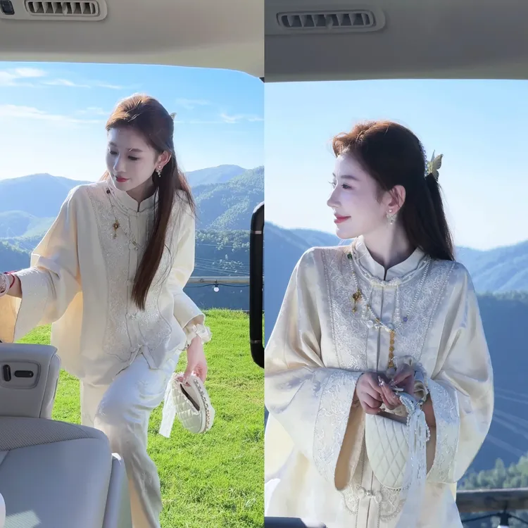 【婷婷】《银枝儿》高端 素净淡雅国风提花中式上衣 TT2SQTX2185【Q】