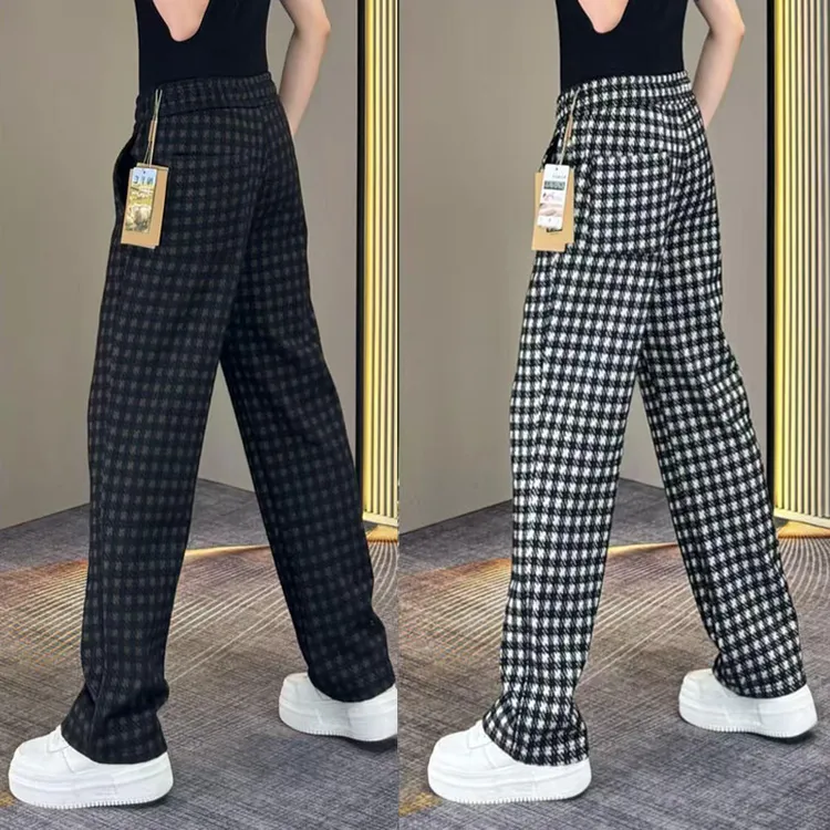 秋冬季新款高端千格鸟潮流男士直筒休闲裤亲肤时尚百搭挺阔男裤