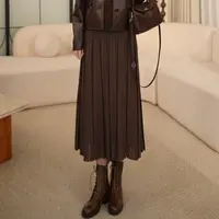 枫竺阿楠anan全松紧腰中长款百褶裙女出游通勤百搭裙子a字半身裙