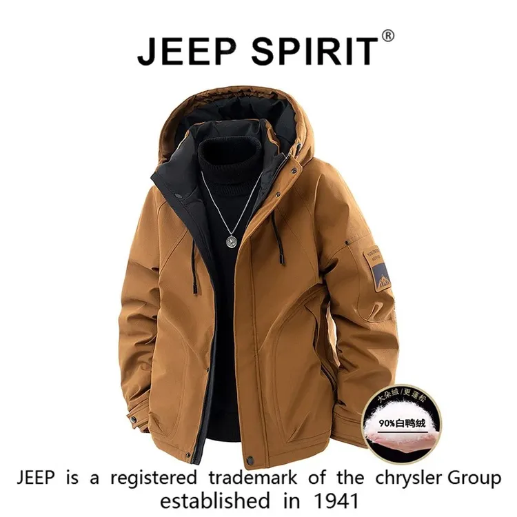JEEPSPIRIT吉普户外男士羽绒服冬季加厚防风防寒服大码工装外套