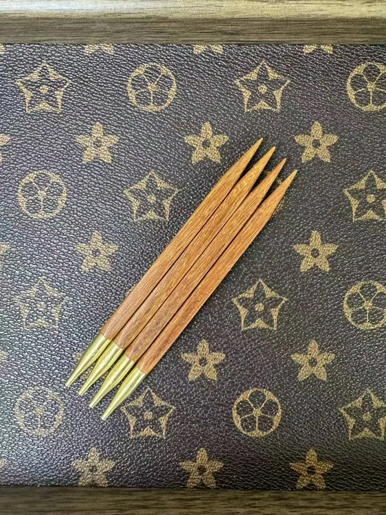 原木金星檀木黄铜纯手工可拆卸环形针循环针毛衣编织针全套