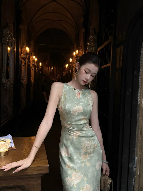 EIA一尧新中式国风【青釉】气质高级复古女人旗袍连衣裙显瘦矜贵夏