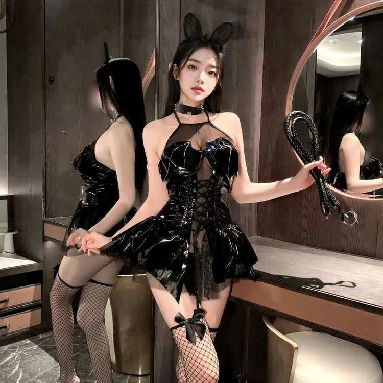 情趣内衣纯欲辣妹风新款蝴蝶结挂脖抹胸性感连衣裙小恶魔制服