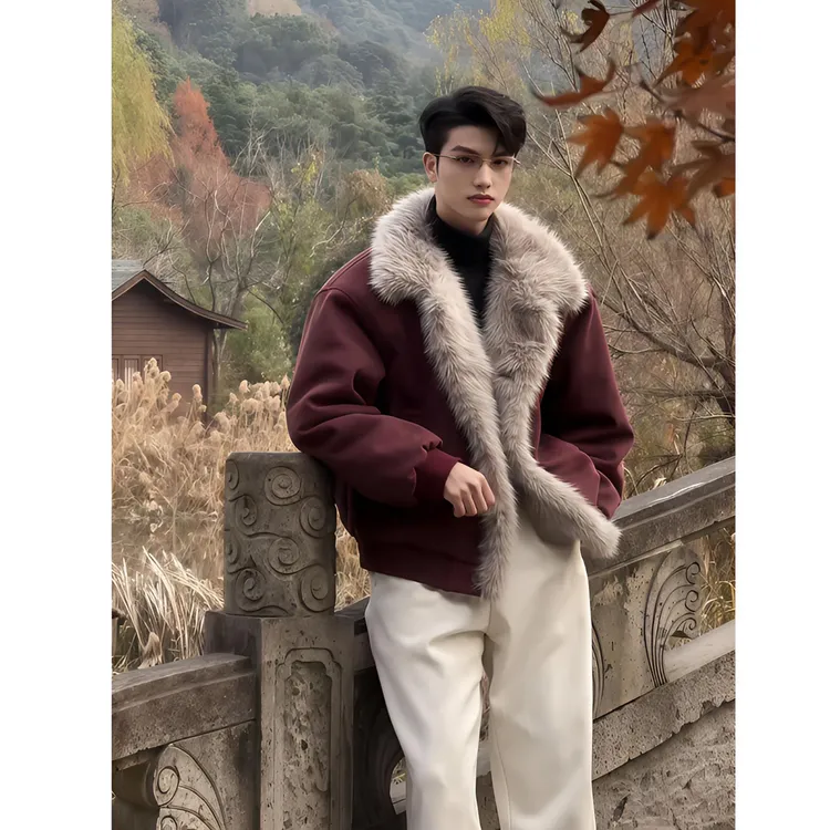 LIGGICC座山雕外套男士冬季高级感棉服加厚保暖毛茸茸防寒服棉袄