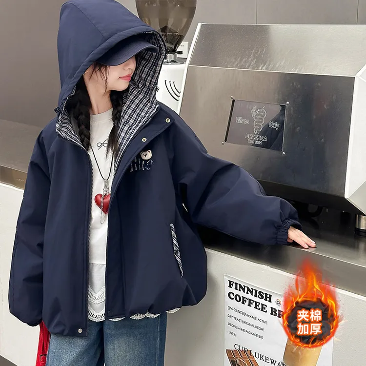 女童外套夹棉加厚秋冬2026新款冬季大童深秋初冬穿搭儿童二棉棉服