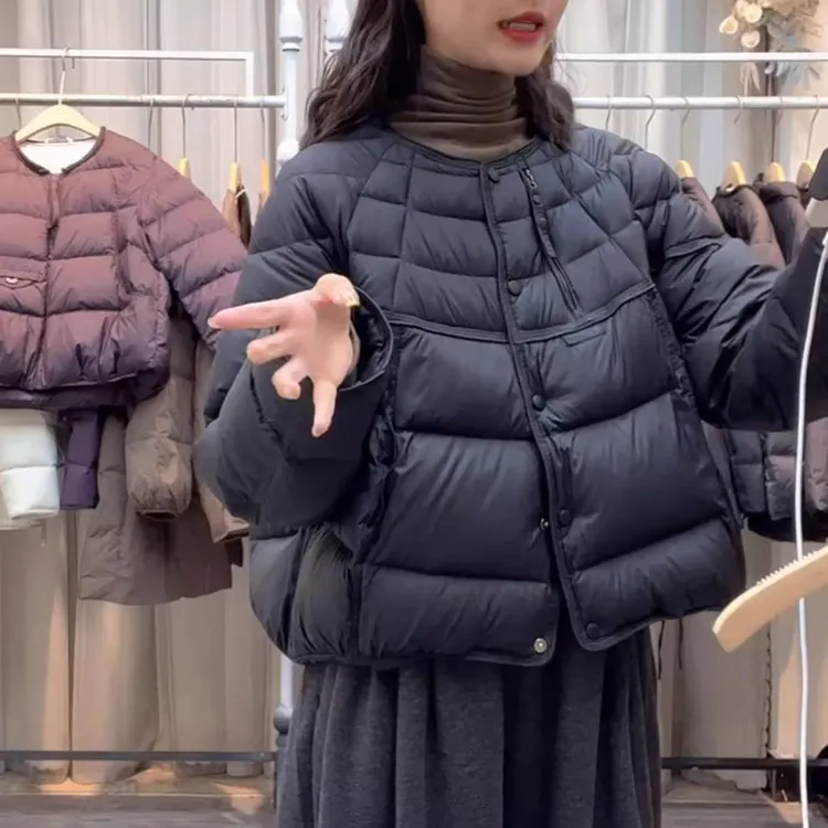 韩系减龄保暖棉服2025秋冬新款时尚洋气设计感女士圆领棉衣外套潮